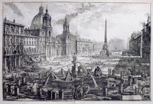 ナヴォーナ広場は、「Le Antichita Romane de GB Piranesi（1756）」から、パリ1835年に出版されました 作： Giovanni Battista Piranesi